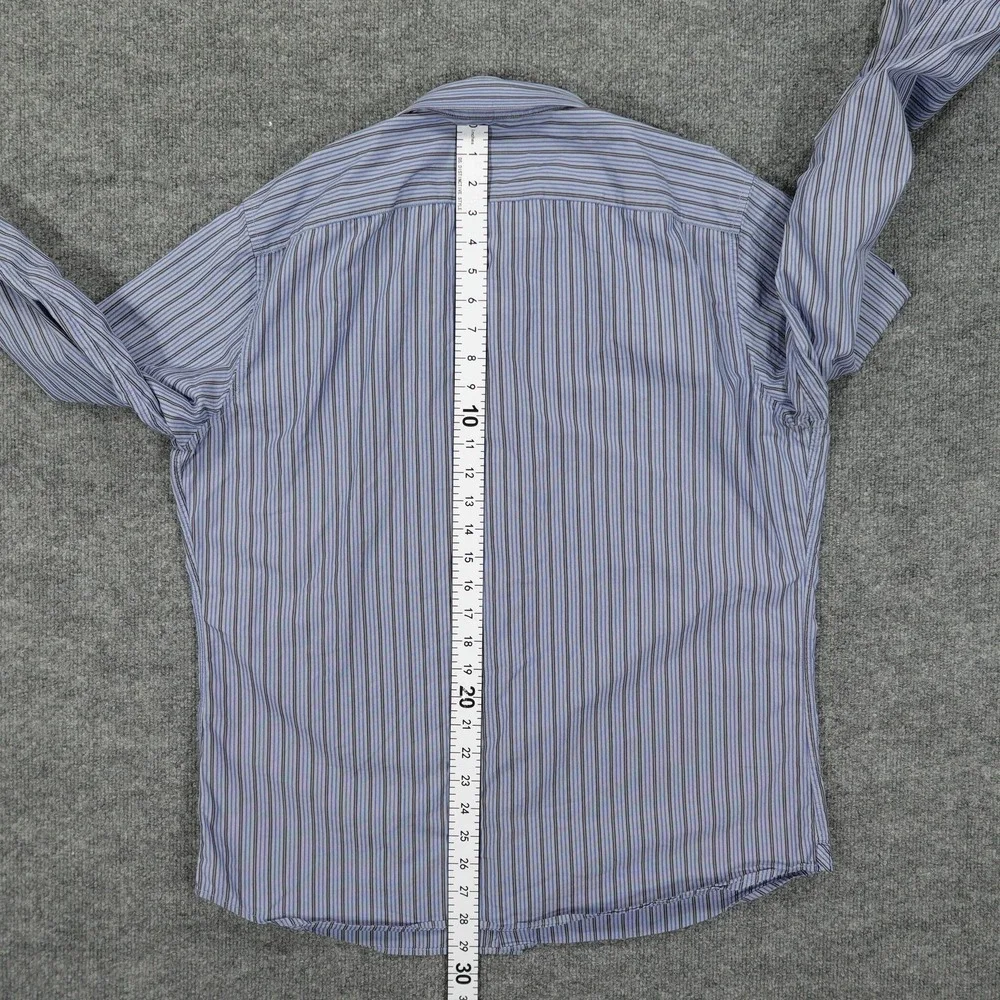 Banana Republic Shirt Mens Large Blue Striped Slim Fit Long Sleeve Button Up